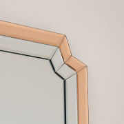 Rectangle Pink Glass Art Deco Wall Mirror 60cm x 100cm