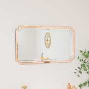 Rectangle Pink Glass Art Deco Wall Mirror 60cm x 100cm