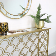 Slim Gold Mirrored Art Deco Console Table