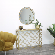 Slim Gold Mirrored Art Deco Console Table