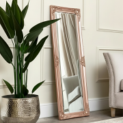 Tall Ornate Rose Gold Pink Mirror 47cm x 142cm