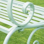 Sage Green Metal Ornate Distressed Garden Bench - 100cm x 92cm