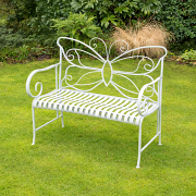 Grey Metal Butterfly Garden Bench