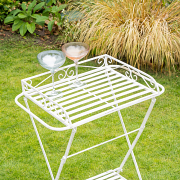Rectangular Cream Metal Garden Side Table - 72cm x 52.5cm