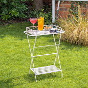 Rectangular Cream Metal Garden Side Table - 72cm x 52.5cm