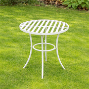 Round Distressed White Garden Side Table - 50cm x 50.5cm