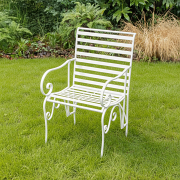 Set of 2 Ornate Metal Distressed White Garden Chairs - 55cm x 92cm