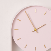 Pale Pink & Gold Pendulum Metal Analogue Wall Clock - 20cm x 55cm