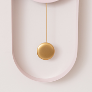 Pale Pink & Gold Pendulum Metal Analogue Wall Clock - 20cm x 55cm
