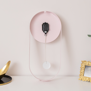 Pale Pink & Gold Pendulum Metal Analogue Wall Clock - 20cm x 55cm