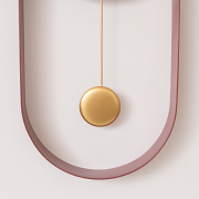 Raspberry Red & Gold Pendulum Metal Analogue Wall Clock - 20cm x 55cm