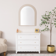 Large Beige Arched Wall Mirror - 90cm x 75cm