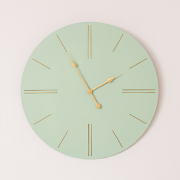 Large Green Wooden Grain & Gold Detailed Wall Clock - 70cm x 70cm