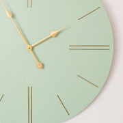 Large Green Wooden Grain & Gold Detailed Wall Clock - 70cm x 70cm