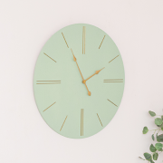 Large Green Wooden Grain & Gold Detailed Wall Clock - 70cm x 70cm
