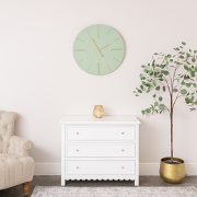 Large Green Wooden Grain & Gold Detailed Wall Clock - 70cm x 70cm