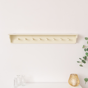 Large Ivory Wooden Wall Shelf with Hooks - 100cm