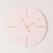 Large Pink Wooden Grain & Gold Detailed Wall Clock - 70cm x 70cm