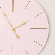 Large Pink Wooden Grain & Gold Detailed Wall Clock - 70cm x 70cm