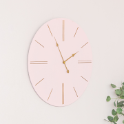 Large Pink Wooden Grain & Gold Detailed Wall Clock - 70cm x 70cm