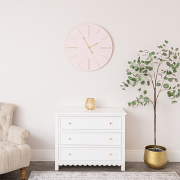 Large Pink Wooden Grain & Gold Detailed Wall Clock - 70cm x 70cm