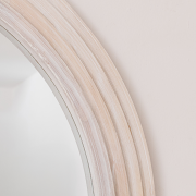 Large White Washed Wood Arched Wall Mirror - 90cm x 75cm