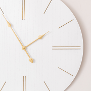 Large White Wooden Grain & Gold Detailed Wall Clock - 70cm x 70cm