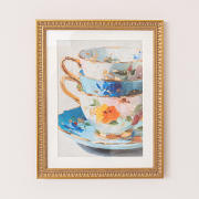 Multicoloured Teacup Wall Art with A Vintage Gold Frame - 40cm x 50cm