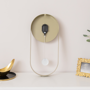 Olive Green & Gold Pendulum Metal Analogue Wall Clock - 20cm x 55cm