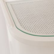 One Drawer Half Moon Console Table with Hessian & Glass Top - Austin White Range