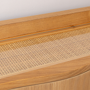 Pale Wood Curved 3 Drawer Console Table with Hessian & Glass Top - Austin Wood Range