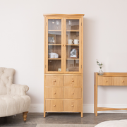 Pale Wood Curved Display Cabinet - Austin Wood Range