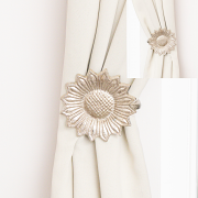Set of 2 Silver Metal Sunflower Wall Mounted Tie Backs
