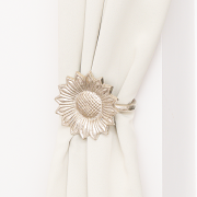 Set of 2 Silver Metal Sunflower Wall Mounted Tie Backs