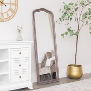 Slim Arched Washed Wooden Framed Leaner Mirror - 50cm x 140cm