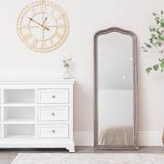 Slim Arched Washed Wooden Framed Leaner Mirror - 50cm x 140cm