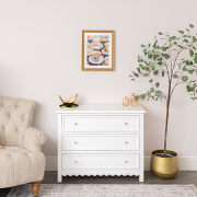 Textured Watercolour Teacups Wall Art Print with A Gold Frame - 40cm x 50cm