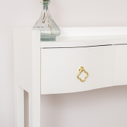 White Painted Curved 3 Drawer Console Table with Glass Top - Austin White Range