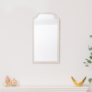 White Washed Distressed Wooden Frame Wall Mirror - 40cm x 75cm