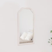 White Washed Distressed Wooden Frame Wall Mirror - 40cm x 75cm