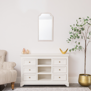 White Washed Distressed Wooden Frame Wall Mirror - 40cm x 75cm