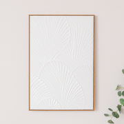 Extra Large White Ginkgo Textured Wall Art - 55cm x 80cm