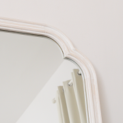Large Arched White Washed Distressed Wooden Frame Wall & Leaner Mirror - 90cm x 145cm