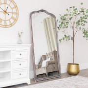 Large Arched Washed Wooden Framed Leaner Mirror - 78cm x 158cm