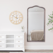 Large Arched Washed Wooden Framed Leaner Mirror - 78cm x 158cm