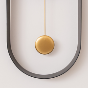 Black & Gold Pendulum Metal Analogue Wall Clock - 20cm x 55cm