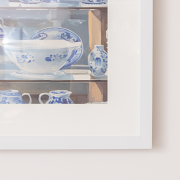 Blue & White Porcelain Pottery Detailed Wall Art Framed Print - 40cm x 50cm