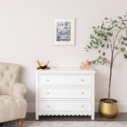 Blue & White Porcelain Pottery Detailed Wall Art Framed Print - 40cm x 50cm