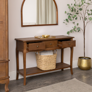 3 Drawer Dark Wood Console Table with Shelf - Ashwell Range
