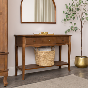 3 Drawer Dark Wood Console Table with Shelf - Ashwell Range